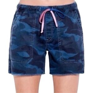 Sundry Blue Camo Stone Wash Cuffed Shorts 100% Cotton Size 1